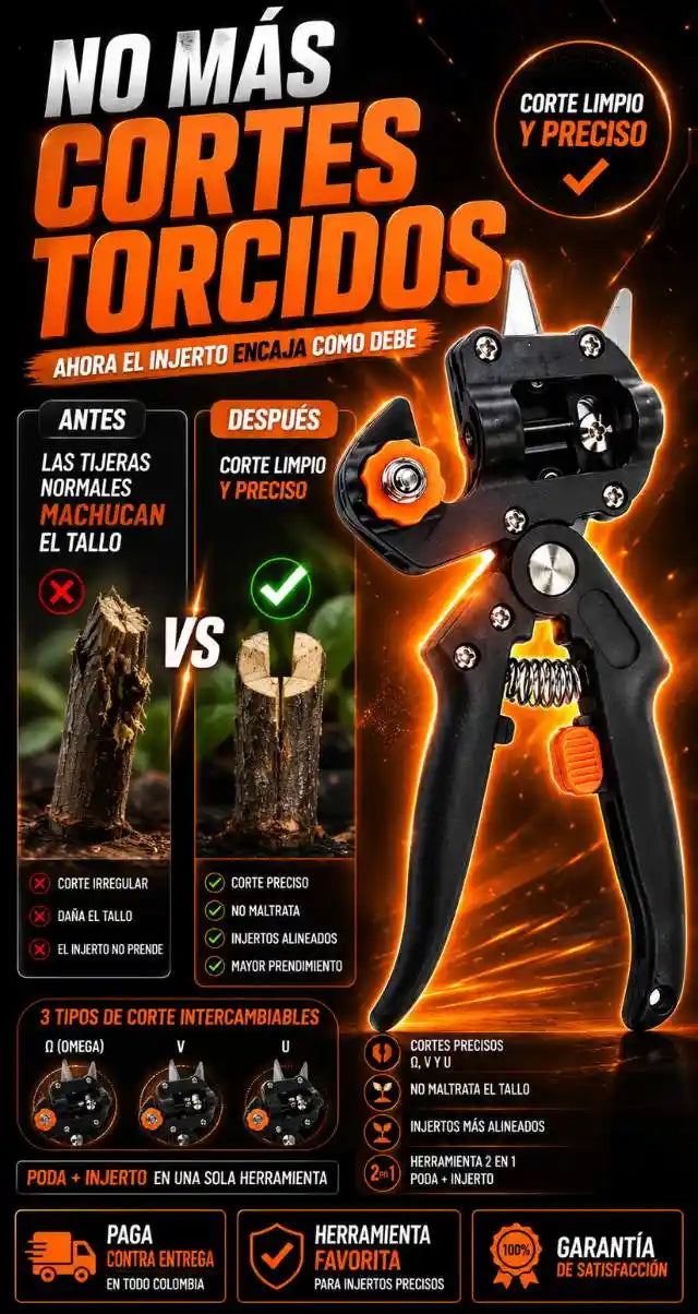 DropiCut Pro | Tijera de Injerto Profesional 2 en 1 Para Cortes Precisos y Limpios