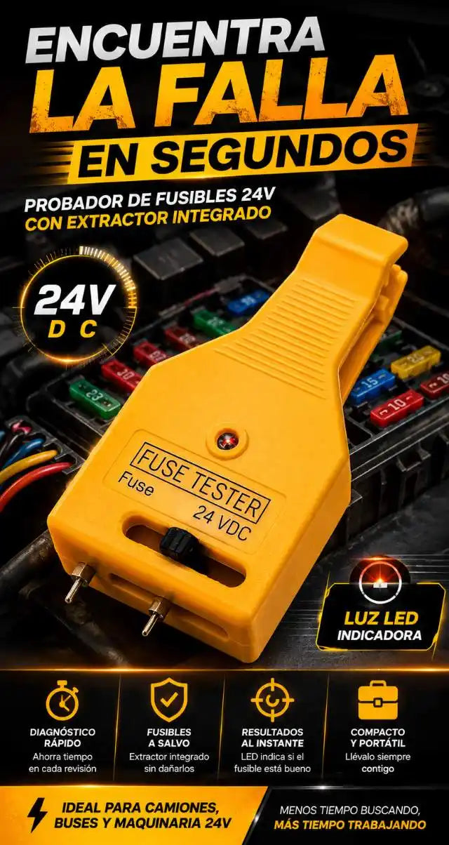 Probador de Fusibles 24V con Extractor Integrado | Encuentra la falla en segundos