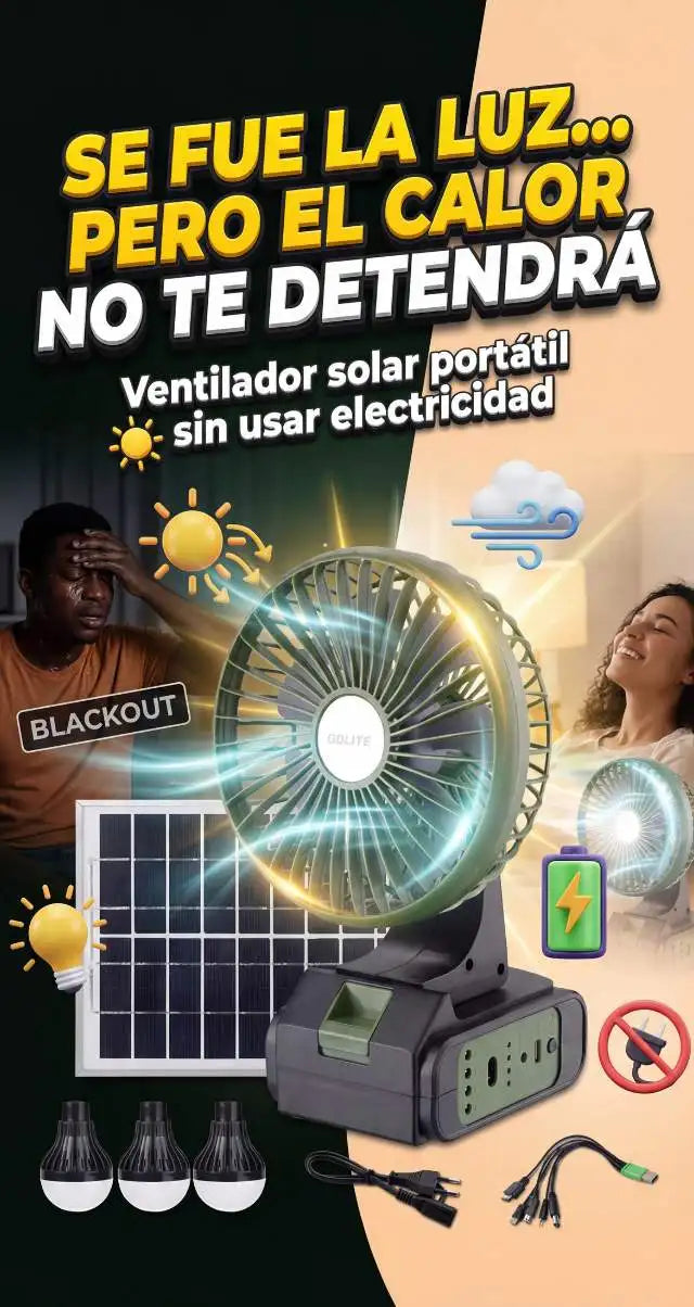 Ventilador Solar Portátil: Aire Fresco Sin Gastar Luz
