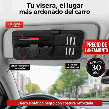 KONDUX — Organizador de Visera en Cuero para Carro