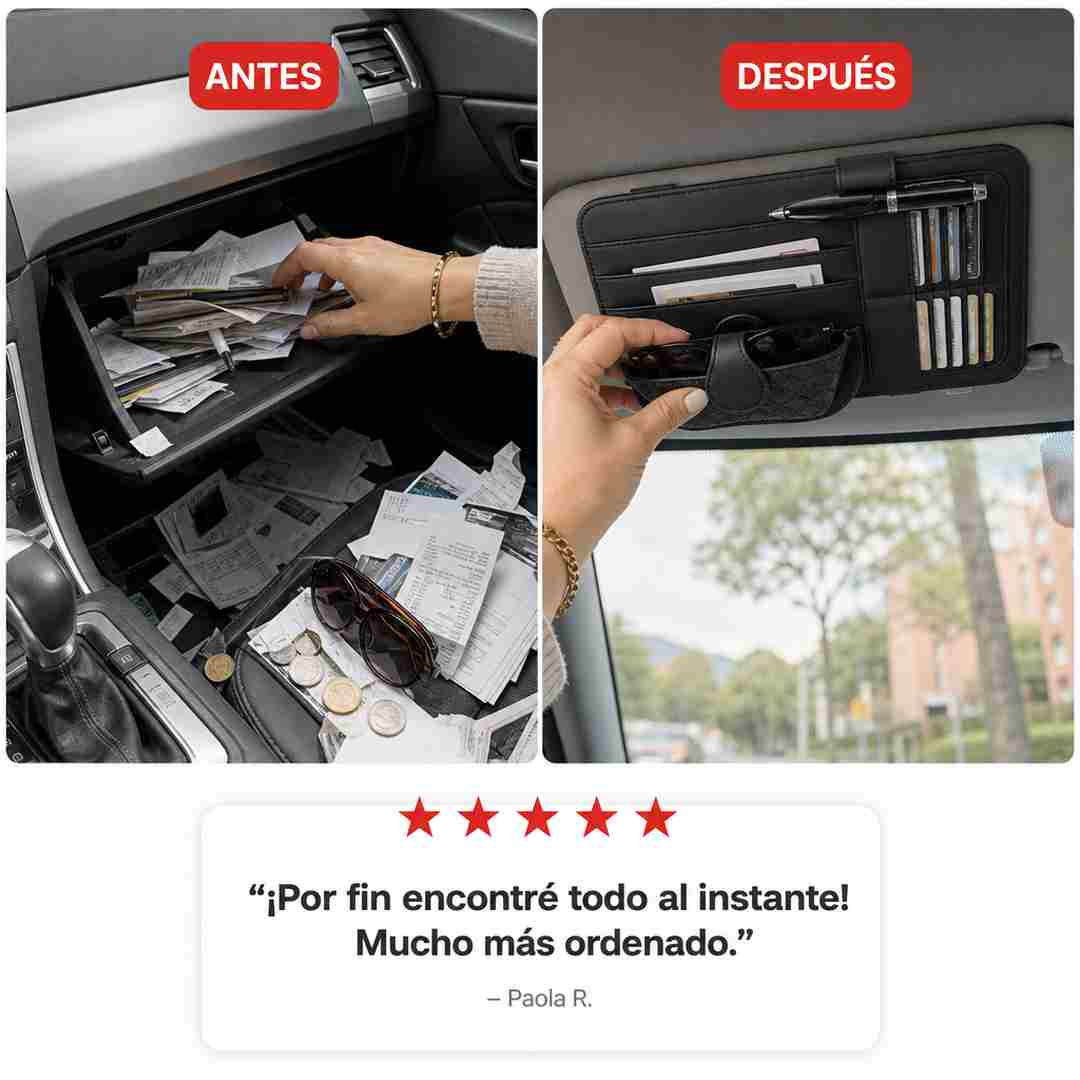 KONDUX — Organizador de Visera en Cuero para Carro
