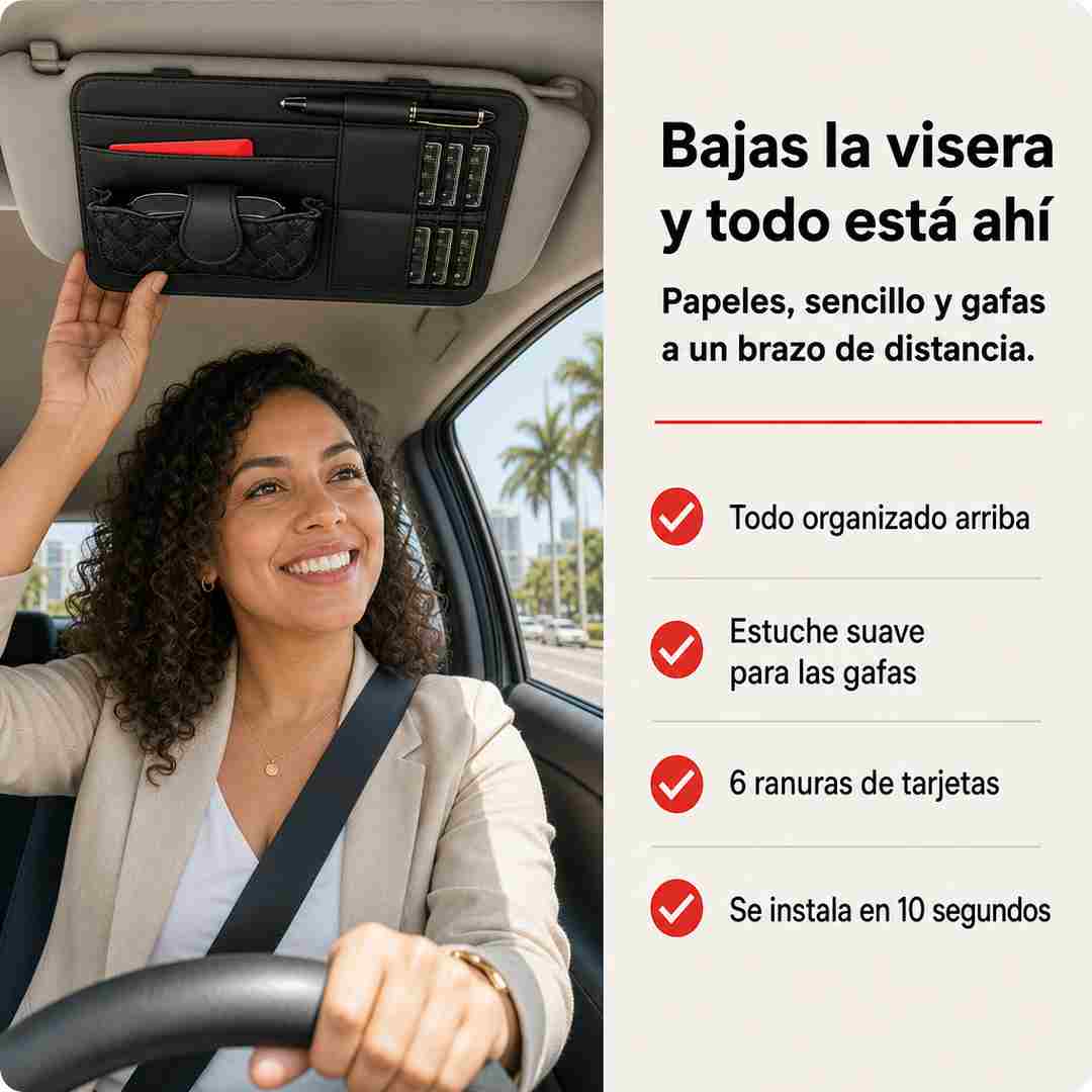 KONDUX — Organizador de Visera en Cuero para Carro