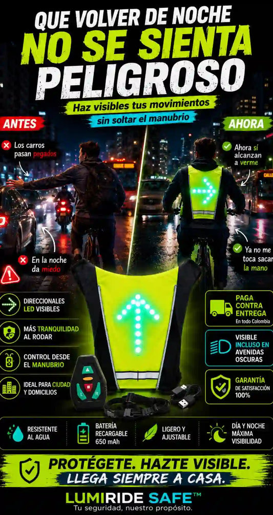Chaleco Reflectivo LED Con Direccionales Recargable