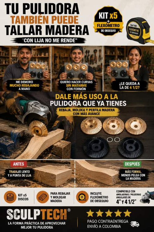 SculpTech® x5 → Convierte tu pulidora en una máquina de tallado 🎯 ¡Solo HOY 30% OFF!