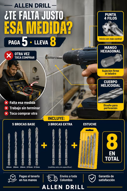 🔥Oferta Caliente pague 5 LLEVA 8🔥Brocas Excéntricas Serradas DOBLE Flauta y Alta Resistencia