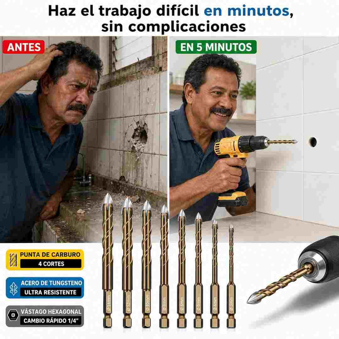 XCENTRYC 4 Puntas — Kit de 8 Brocas Multiusos