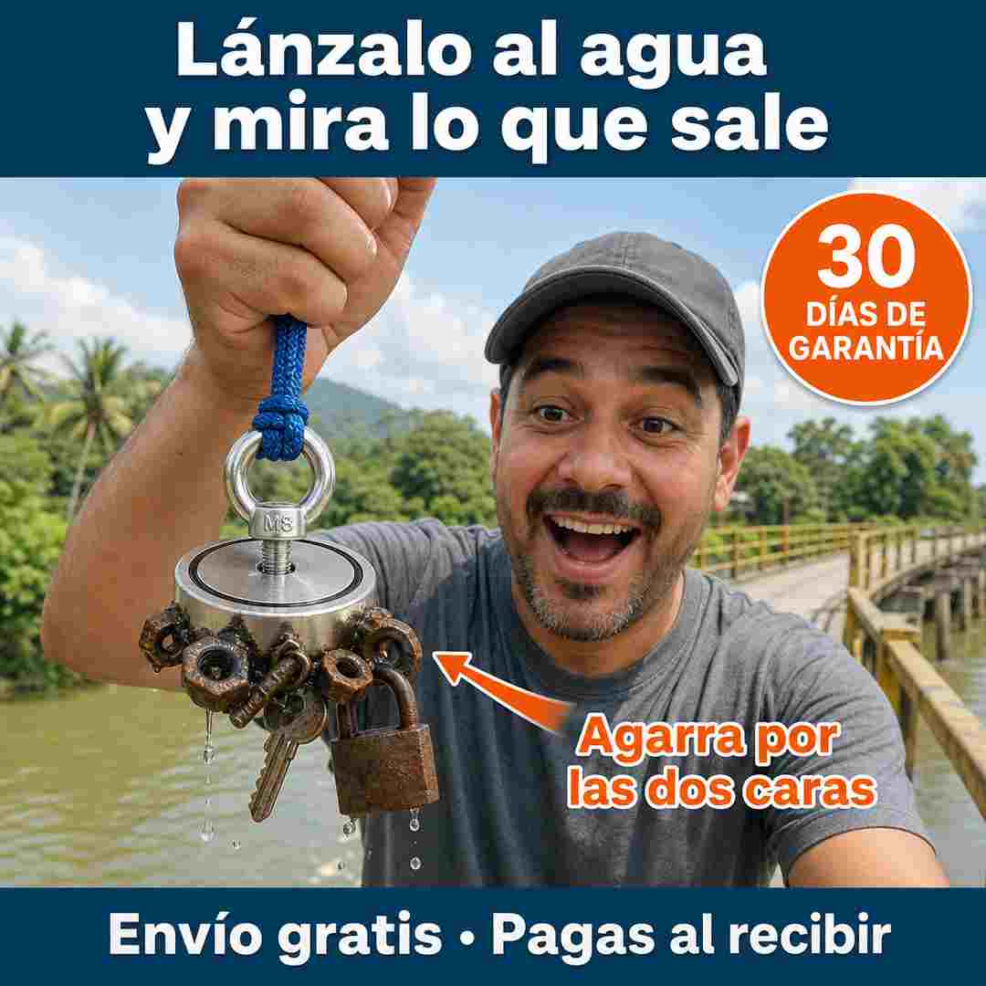 MagnaForte - Imán de Pesca Magnética Doble Cara 5 cm + 2 Argollas
