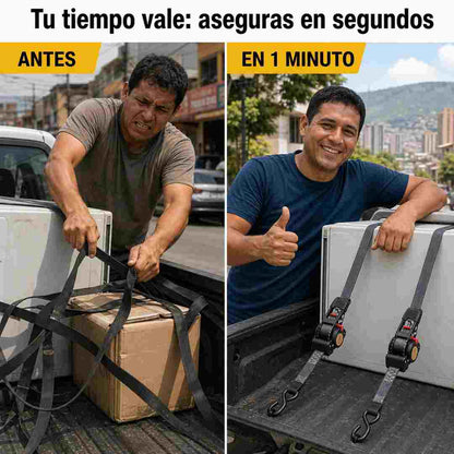 AmarreX Correas de Amarre con Trinquete Retráctil - Resistencia 2200 Lbs
