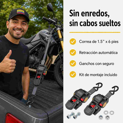 AmarreX Correas de Amarre con Trinquete Retráctil - Resistencia 2200 Lbs