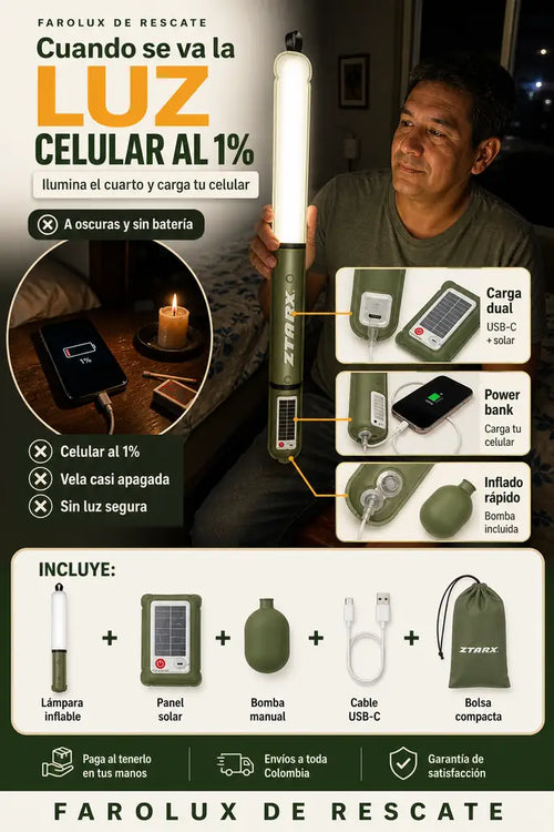 Farolux de Rescate - Lampara Inflable de Emergencia con Power Bank - Descuento Especial Hoy