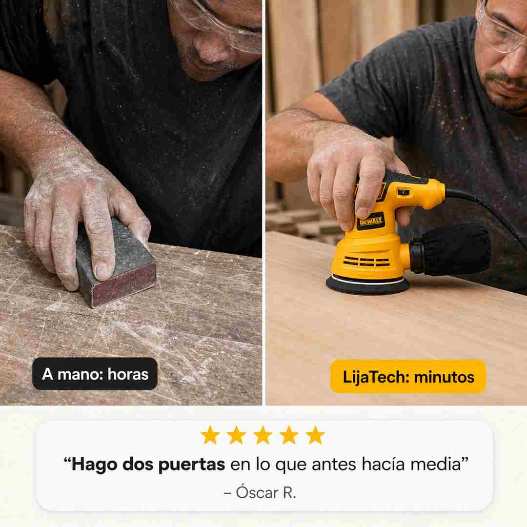 LijaTech - Lijadora Orbital 125 mm 300 W con Bolsa Recolectora