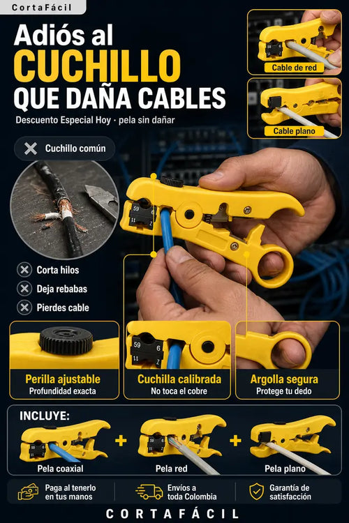 Pelacables Universal 3 en 1 - Nunca Dañes tus Cables al Pelarlos - Descuento Especial Hoy