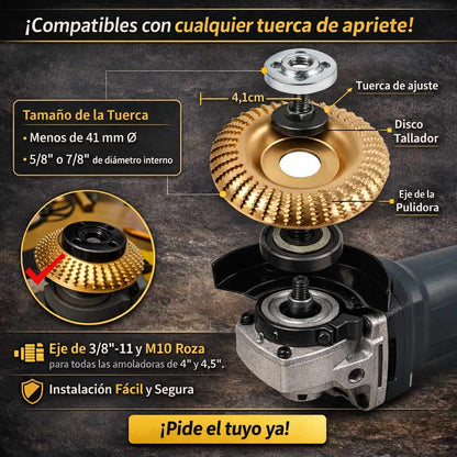 KIT X5 DISCOS MOLDEADOR -Convierte tu pulidora en una máquina de tallado 🎯 ¡Solo HOY 30% OFF!
